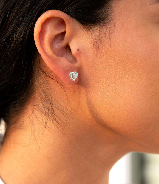 Heart Blue Turquoise Golden Stud Earrings Otarealm