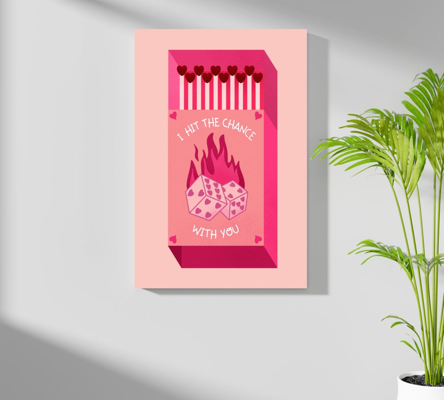 Pink Dice Flame Lucky Matchbox Aluminum Print