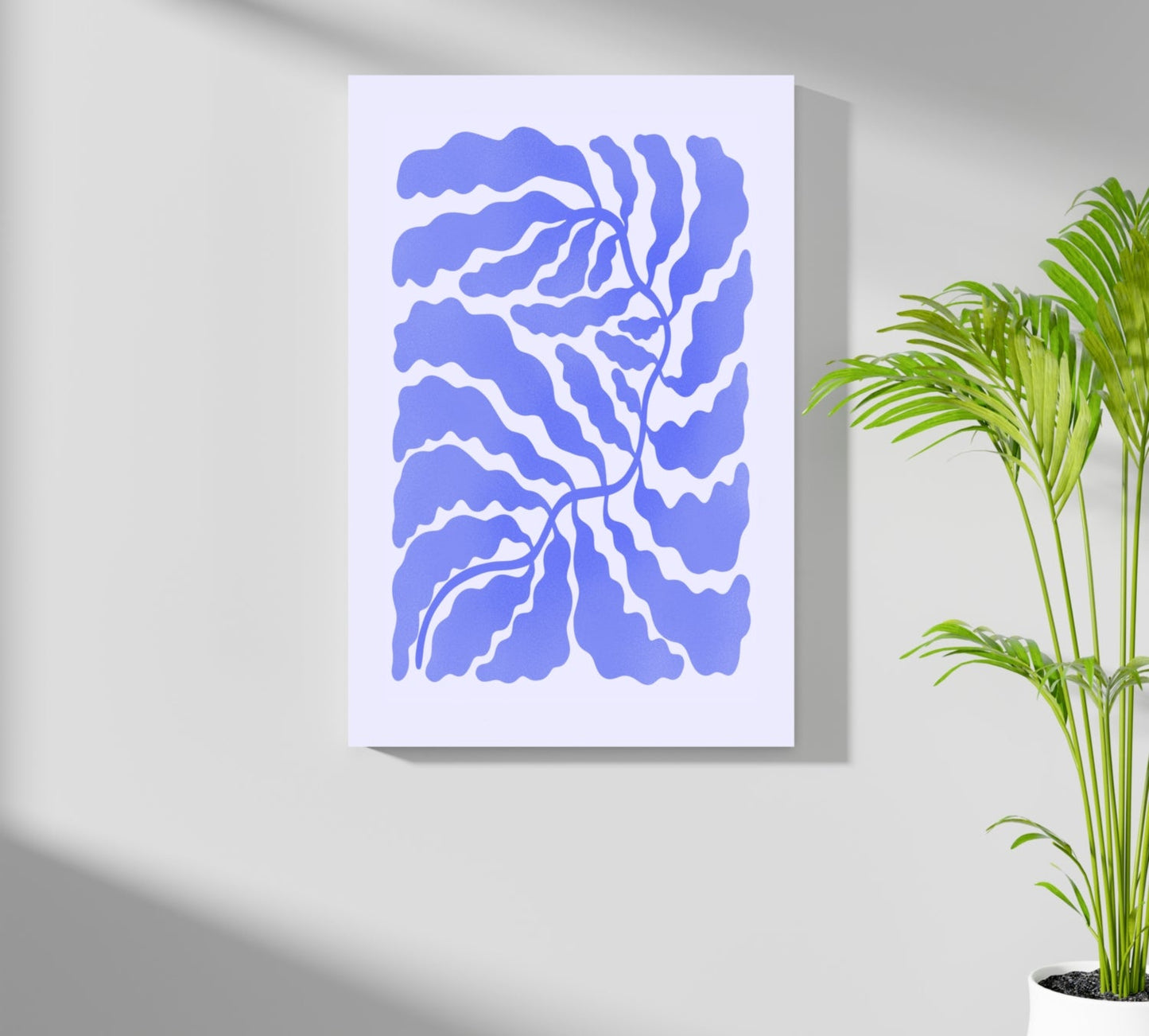 Periwinkle Branching Leaves Abstract Flower Aluminum Print