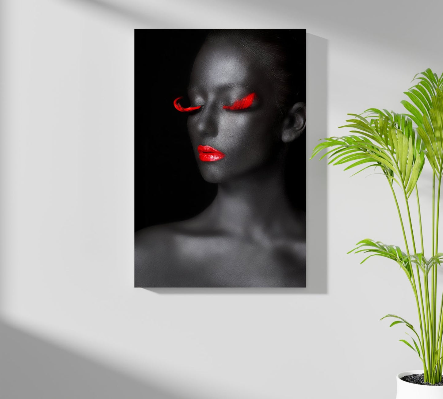 Red Lips Grey Skin Aluminum Print