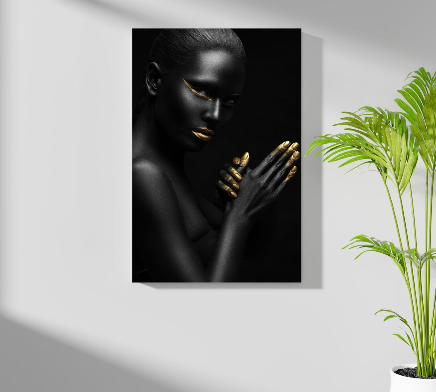 Gold Lips Praying Hands Aluminum Print
