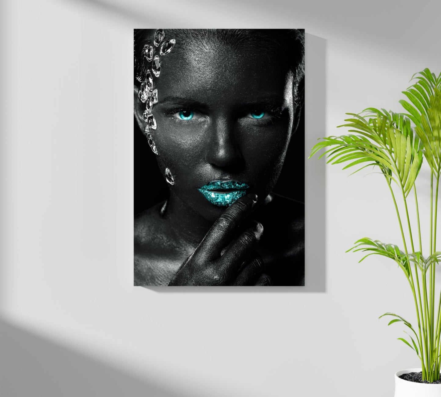 Turquoise Lips Crystals Aluminum Print