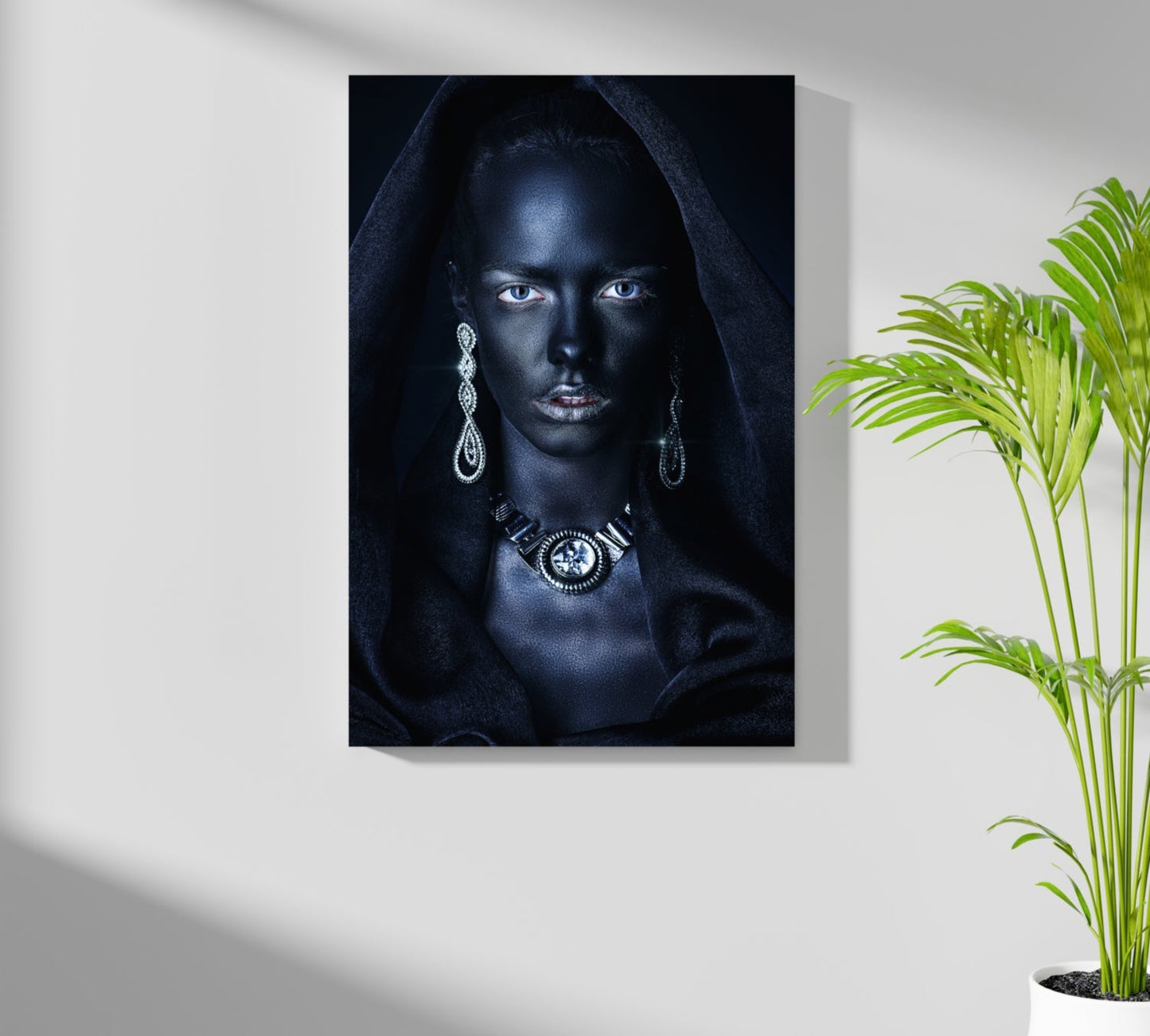 Silver Jewelry Hooded Woman Aluminum Print