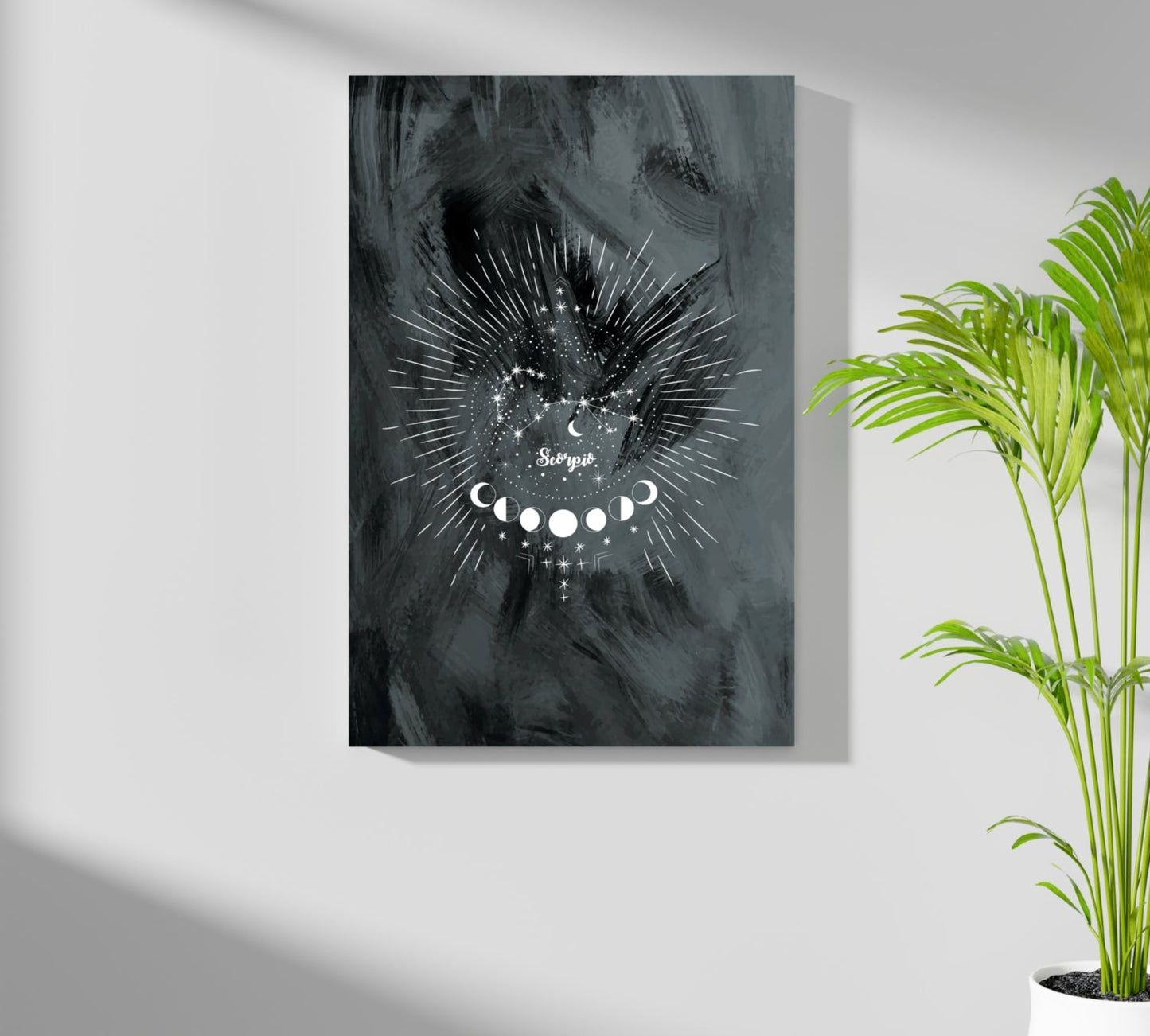 Charcoal Scorpio Constellation Moon Aluminum Print