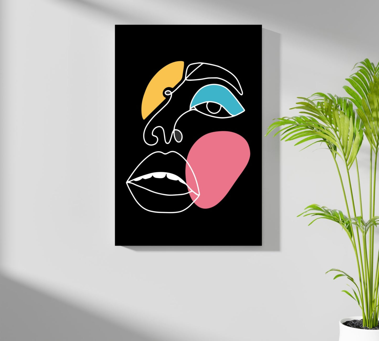 Single Line Eye and Lips Face Aluminum Print