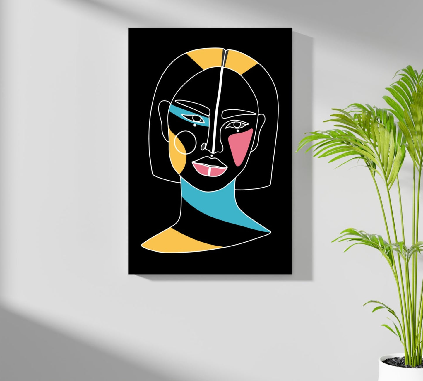 Bob Haircut Line Portrait Aluminum Print