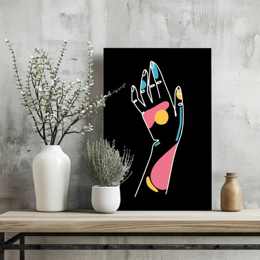 Raised Hand Colored Nails Line Aluminum Print