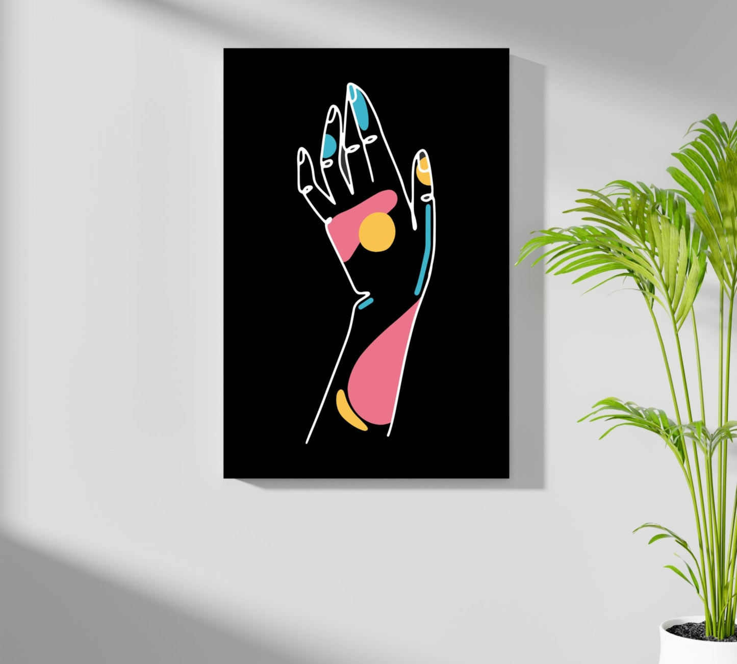 Raised Hand Colored Nails Line Aluminum Print