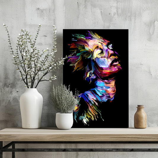 Vibrant Painted Face Aluminum Print
