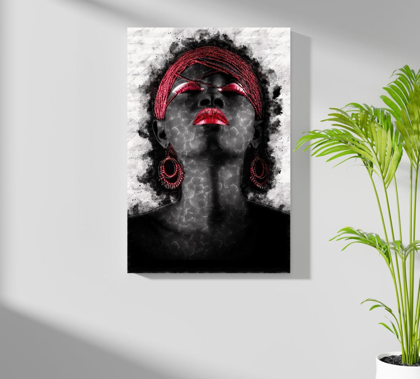 Red Headwrap Watercolor Aluminum Print