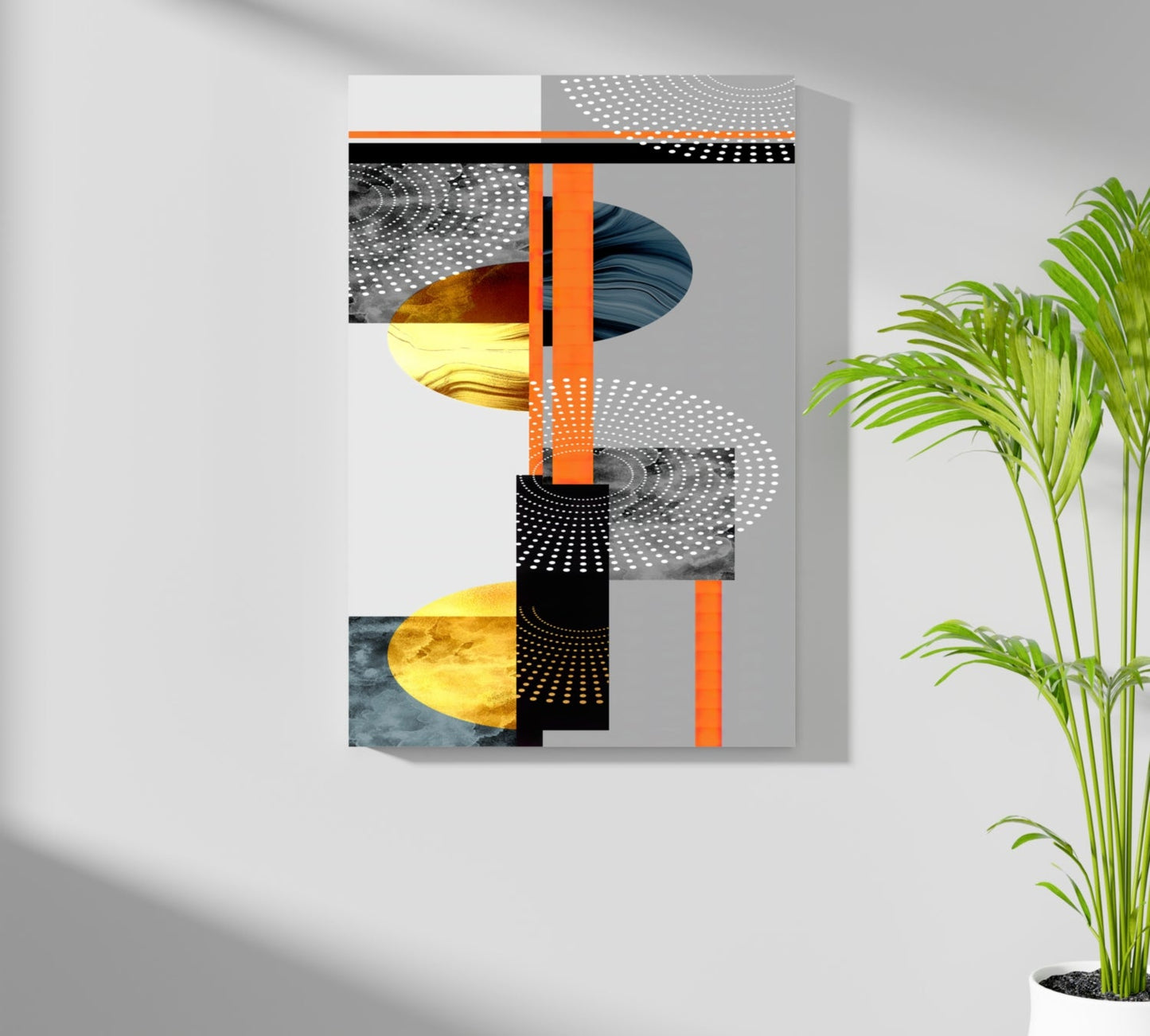 Orange Gold Geometric Circles Collage Aluminum Print