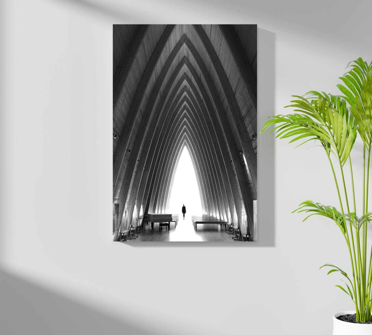 Vaulted Chapel Corridor Silhouette Aluminum Print