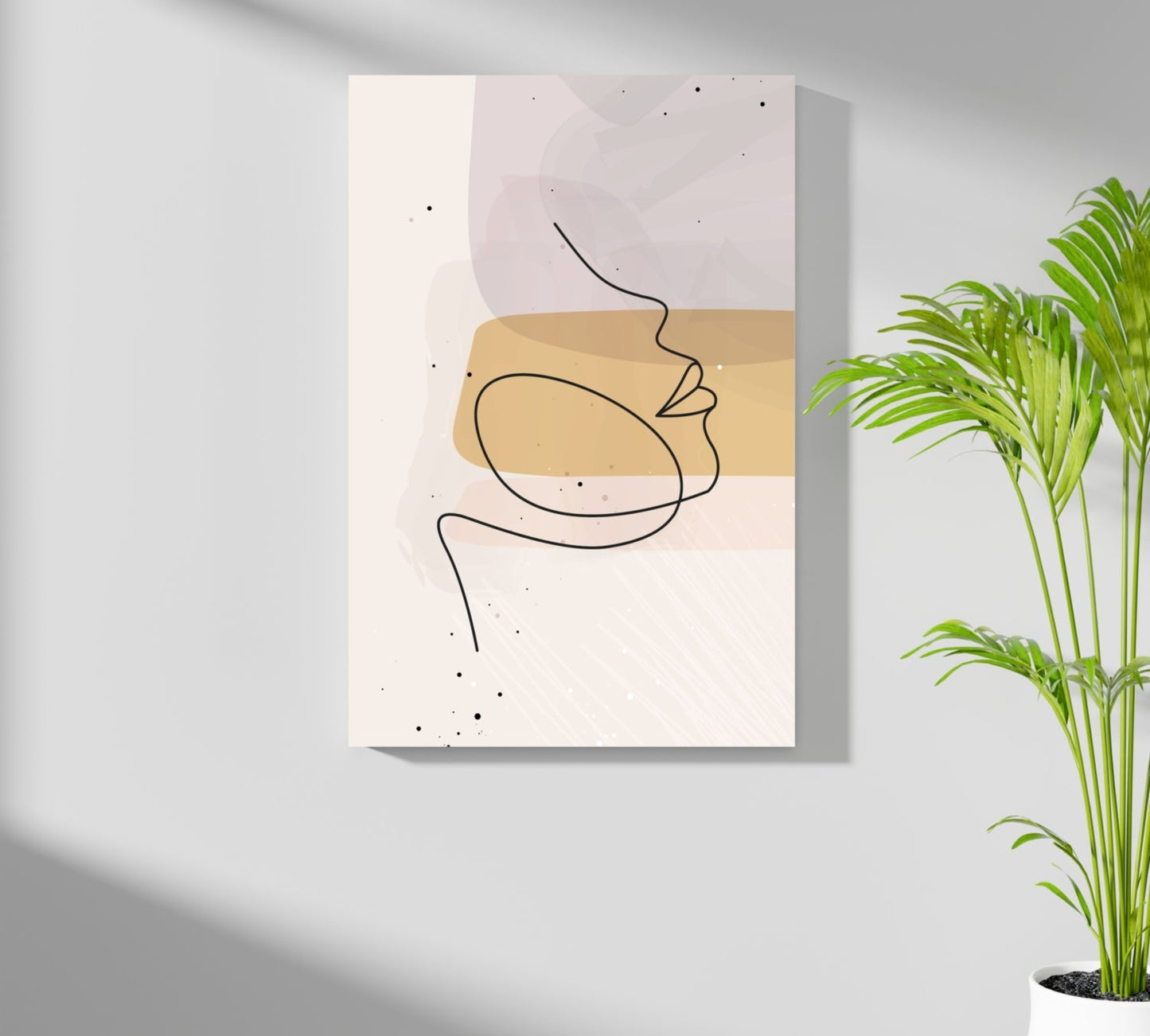Mustard Band Minimal Face Profile Line Aluminum Print