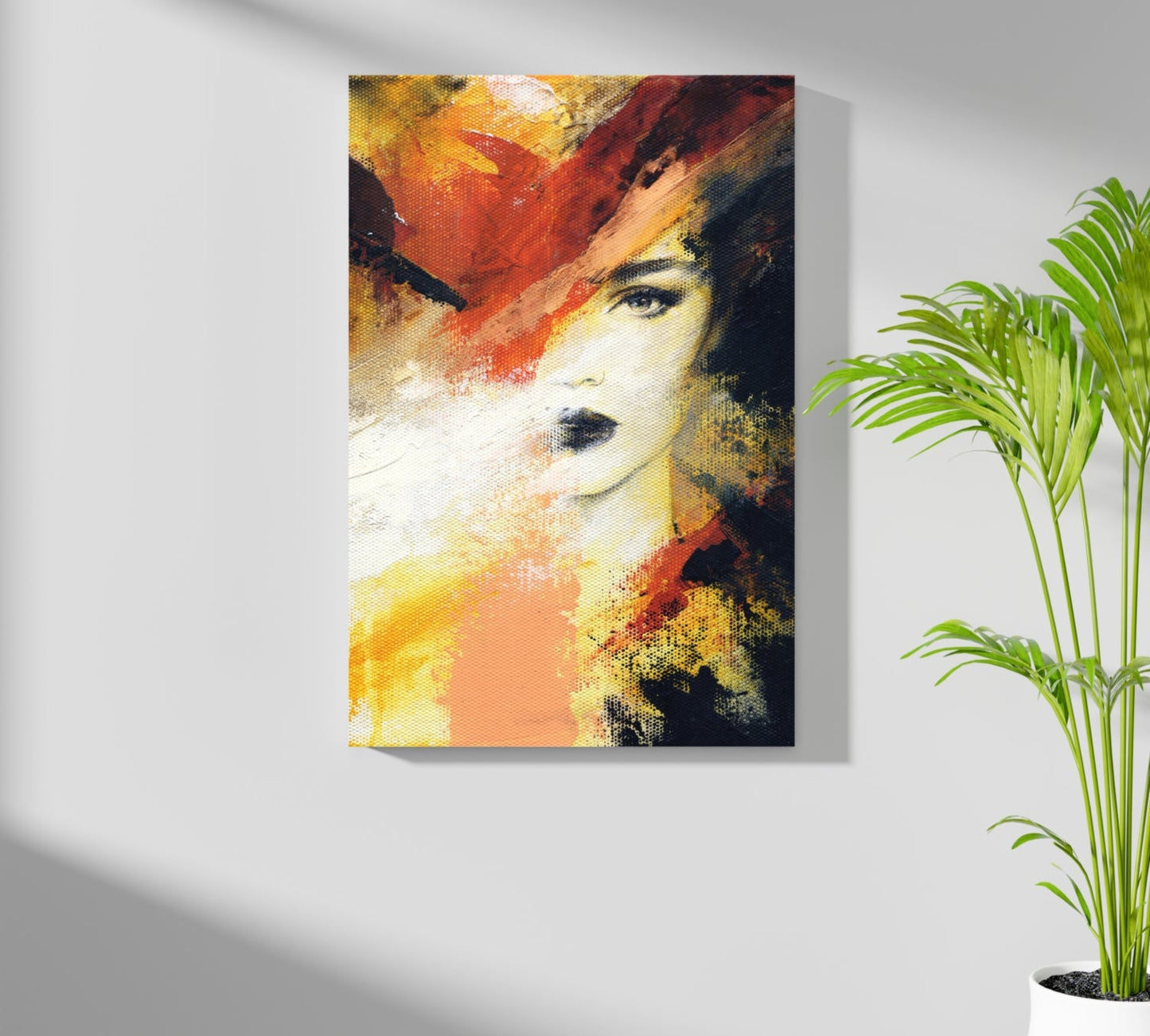 Fiery Orange Splash Woman Face Aluminum Print