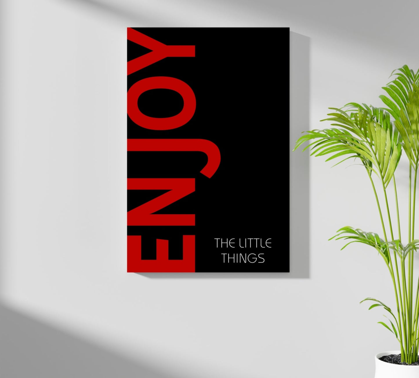 Crimson Enjoy Typography Black Aluminum Print