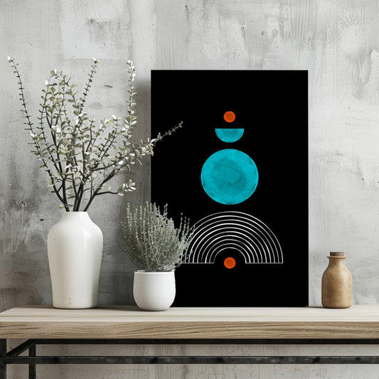 Teal Circle Stack Over White Arch Aluminum Print