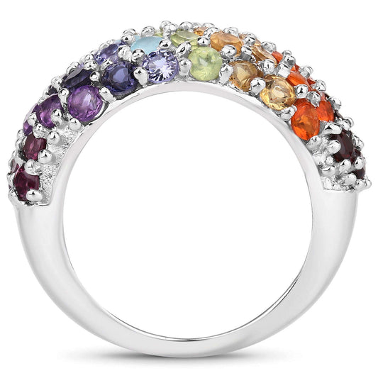 4.16 Carat Genuine Multi Stones .925 Sterling Silver Ring Otarealm
