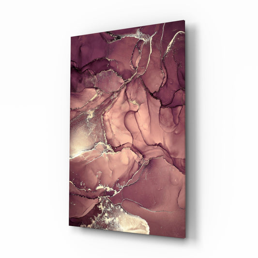 Mauve Pink Gold Veins Glass Wall Art
