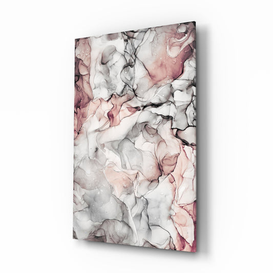 Blush Gray Ink Veins Glass Wall Art