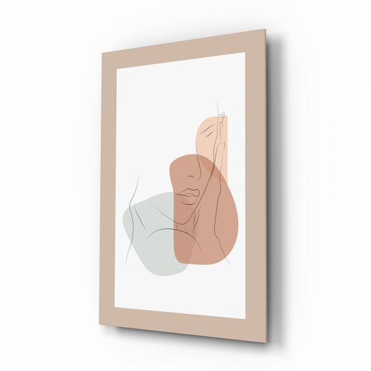Blush Terracotta Line Face Glass Wall Art
