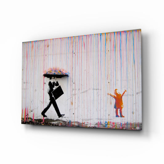 Color of Rain Street Stencil Glass Wall Art