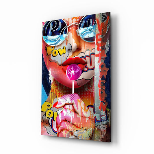 Pop Art Bubblegum Graffiti Face Glass Wall Art