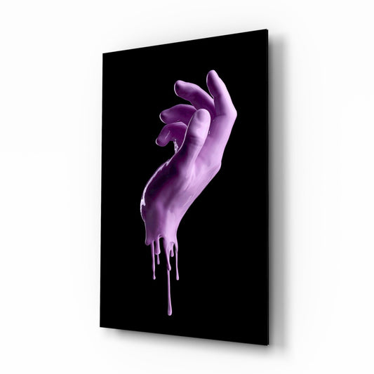 Dripping Lilac Hand Sculpture Glass Wall Art