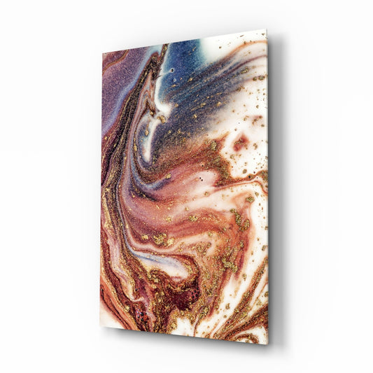 Purple Copper And Blue Swirl Marble Glass Wall Art