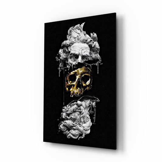 Marble Bust With Gold Skull Glass Wall Art