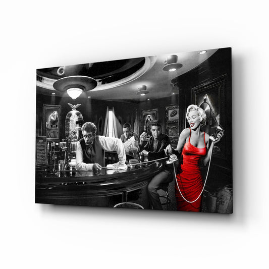 Red Dress Diner Legends Glass Wall Art