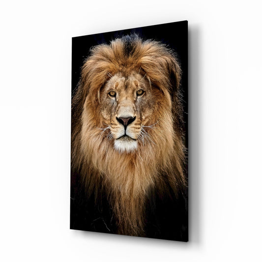 Majestic Windswept Mane Lion Glass Wall Art