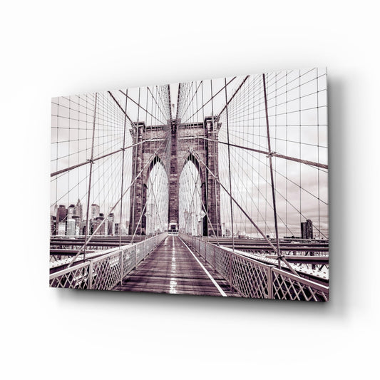 Vintage Bridge Walkway Symmetry Glass Wall Art