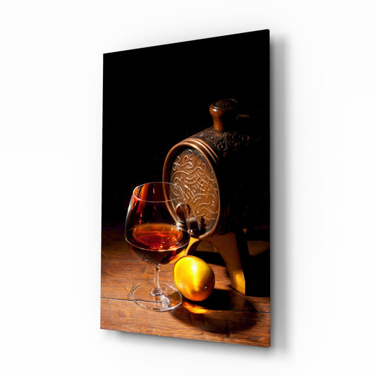 Brandy Snifter With Oak Barrel and Lemon Glass Wall Art