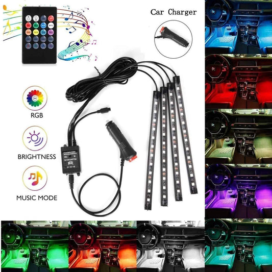 Car LED Strip Lights with Sound Active Function and Remote Controller Otarealm