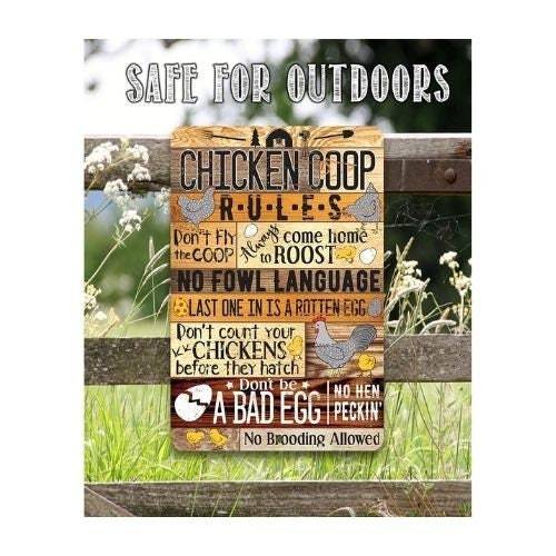Chicken Coop Rules - Metal Sign Otarealm
