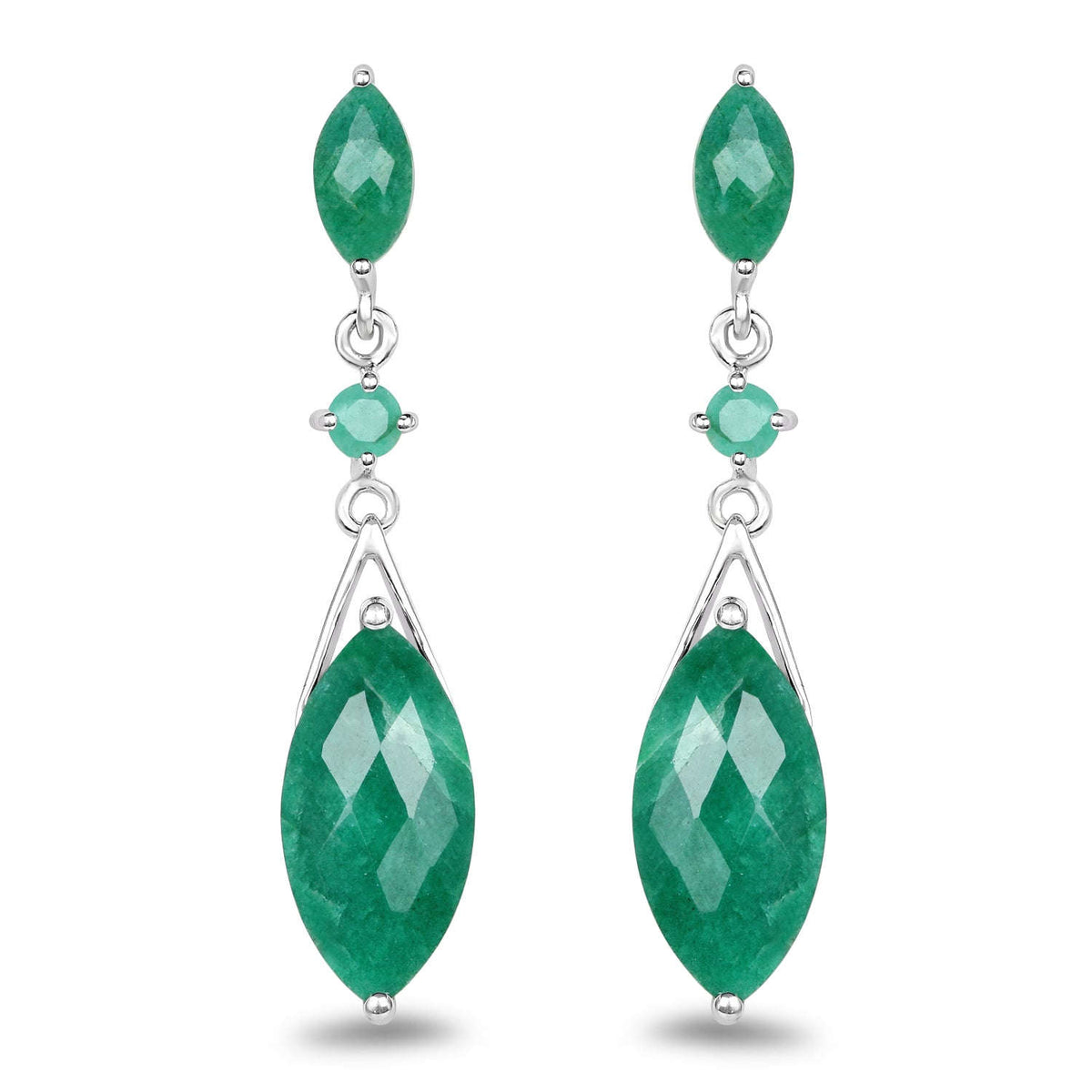 8.52 Carat Dyed Emerald & Emerald .925 Sterling Silver Earrings Otarealm