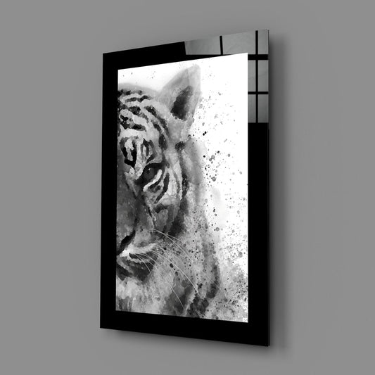 Watercolor Tiger Profile Glass Wall Art