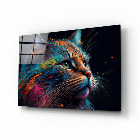 Colorful Cat Glass Wall Art || Designers Collection