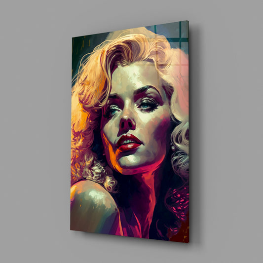 Vivid Painted Blonde Diva Glass Wall Art