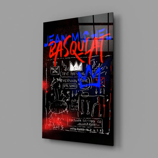 Blue Red Crown Graffiti Glass Wall Art
