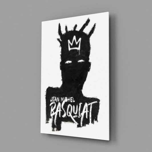 Black Silhouette Crowned King Glass Wall Art
