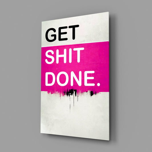 Hot Pink Block Motivation Typography Glass Wall Art