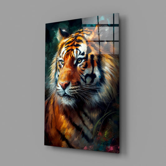 Painted Tiger Emerald Backdrop Glass Wall Art