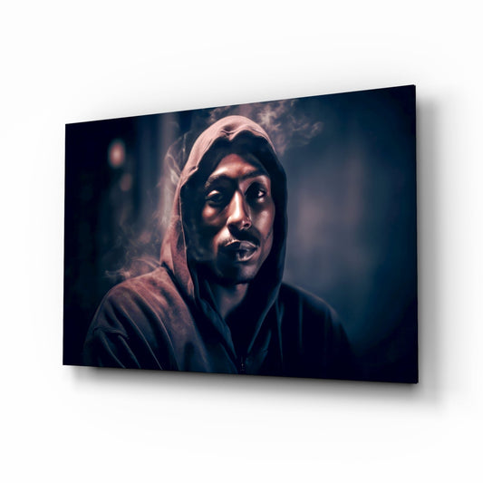 Dark Night Street Hoodie Rapper Glass Wall Art
