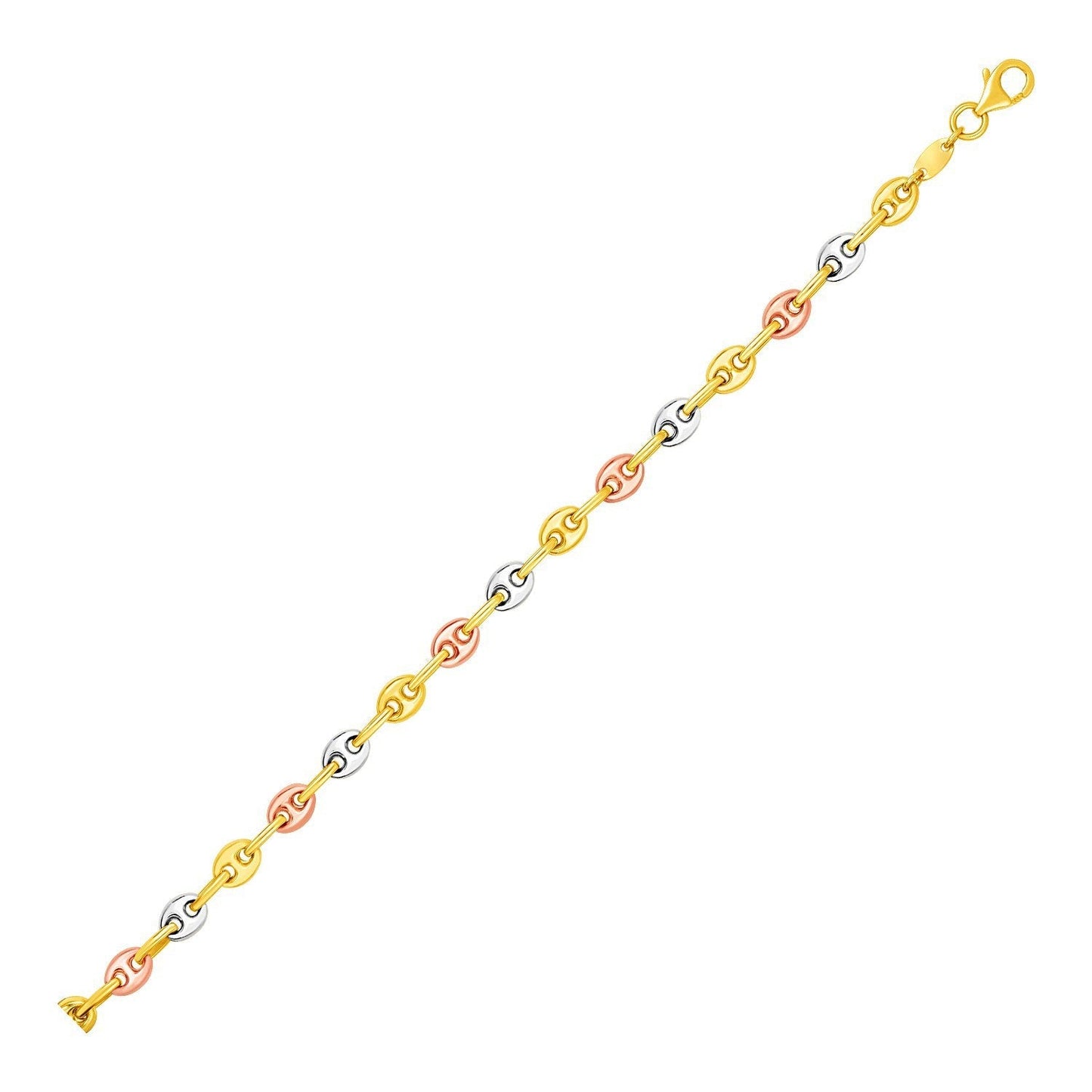 14k Tri Color Gold Mariner Link Bracelet Otarealm