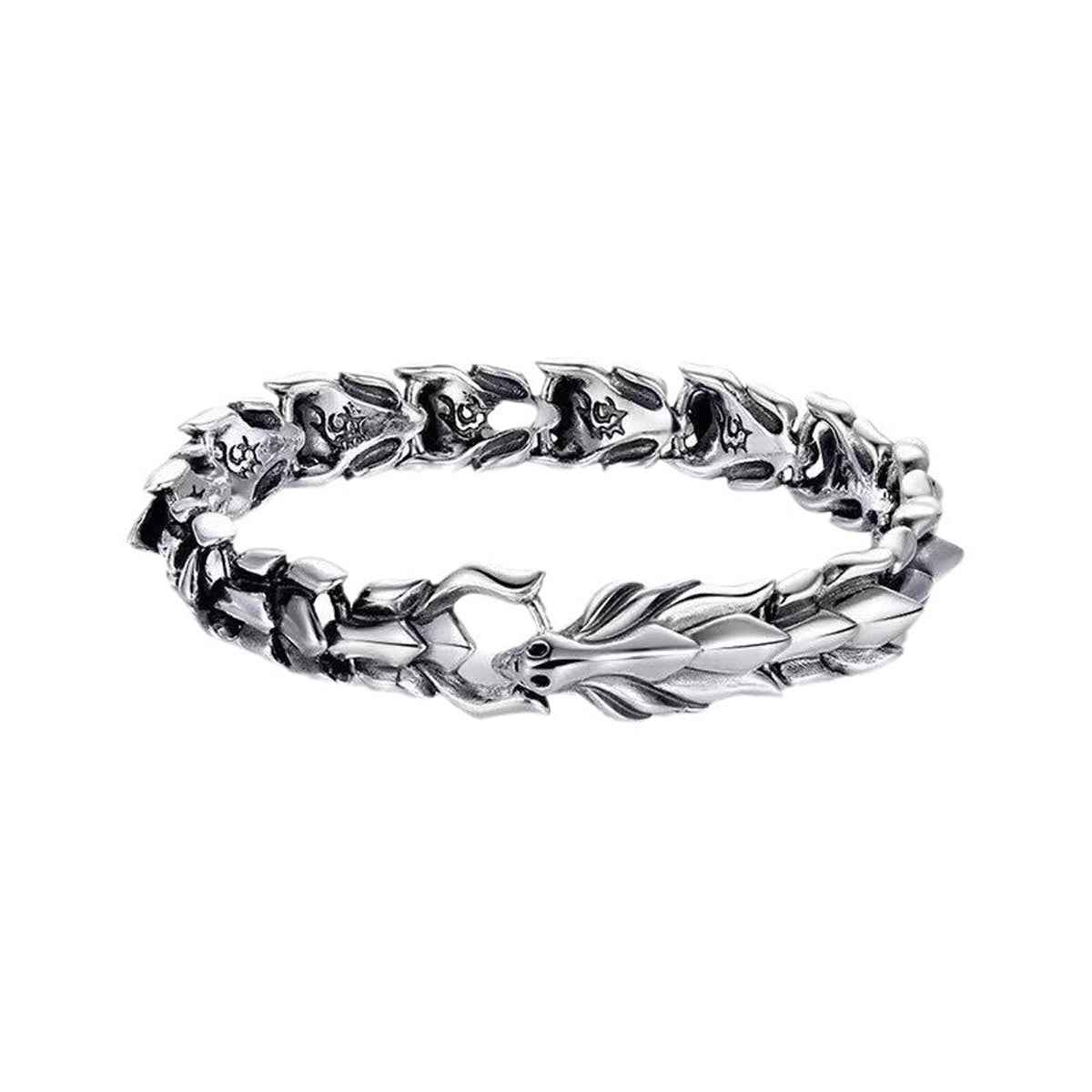 Mens Dragon Scale Bracelet Alloy Metal Symmetrical Wrist Bangle