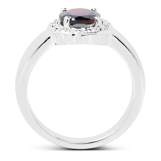 2.58 Carat Genuine Garnet and White Topaz .925 Sterling Silver Ring