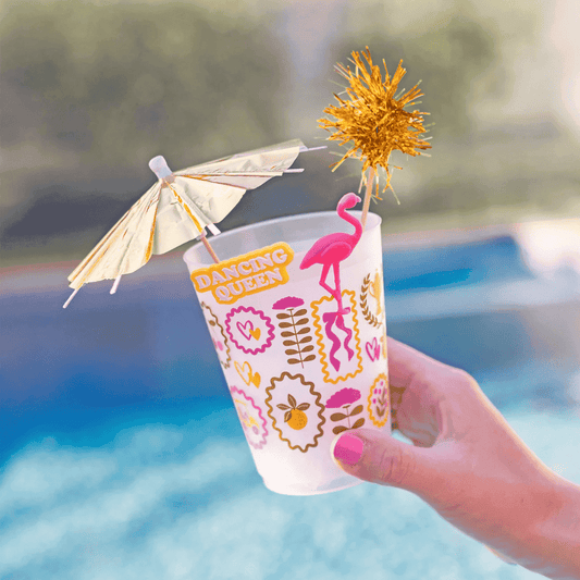 Flamingo Drink Charm & Umbrella Stirrers Set Otarealm