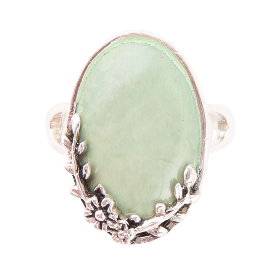 Floral Green Turquoise and Sterling Silver Ring Otarealm