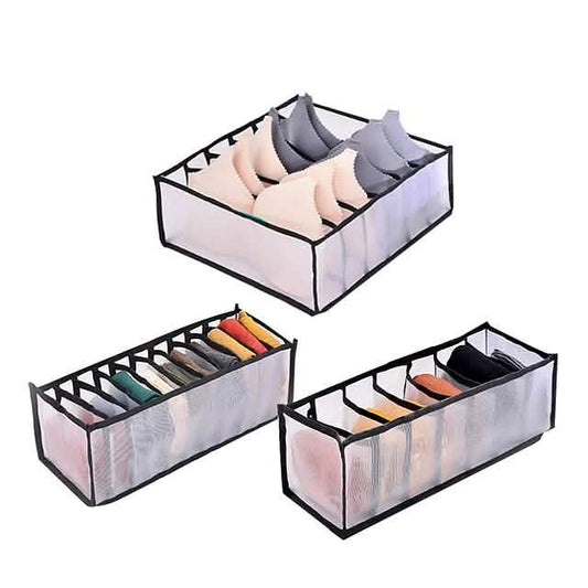 Foldable Underwear Storage Box Magic Mesh Transparent Plaid Fabric Otarealm
